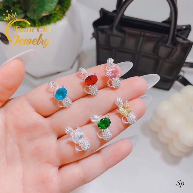 ⚡𝑯𝑨̀𝑵𝑮 𝑪𝑯𝑼𝑨̂̉𝑵⚡ Bộ Trang Sức Mèo Bạc Cao Cấp, Đá Đủ Màu Theo Mệnh