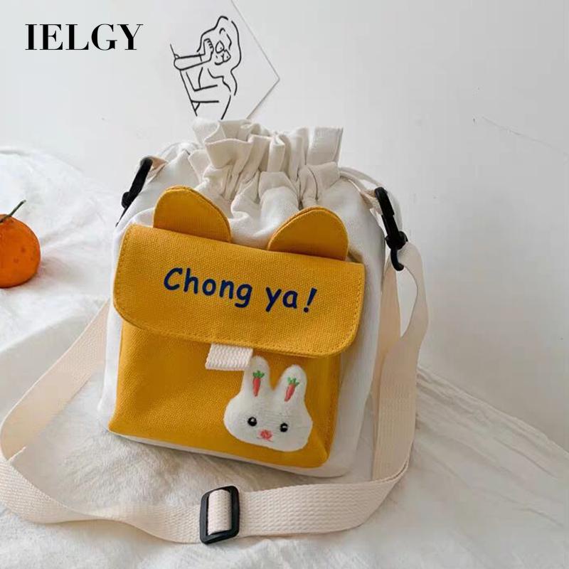 Túi đeo chéo IELGY vải canvas màu tương phản dễ thương phong cách thời trang Hàn Quốc