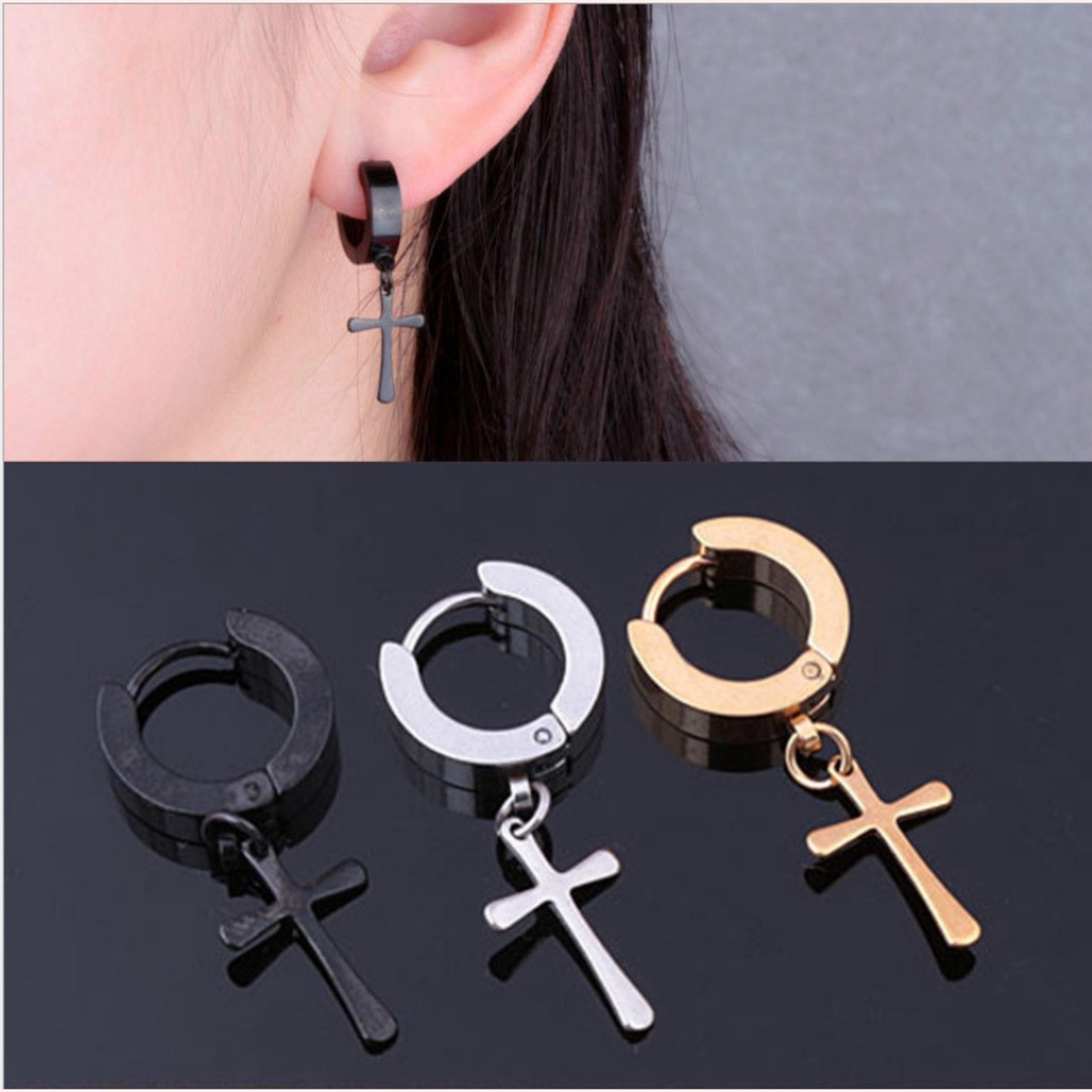 Khuyên tai KT05 LETIS hợp kim nhiều màu, bông tai 1 chiếc nam nữ thánh giá