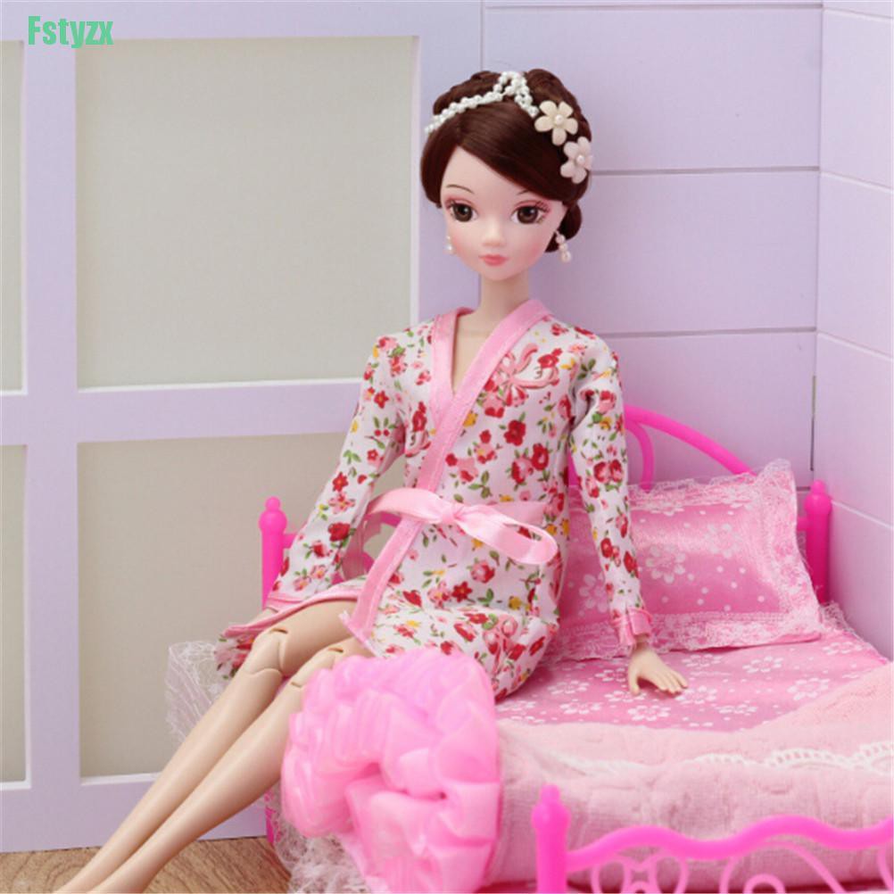 fstyzx Handmade Doll Clothes Flower Printed Pajamas Sleepwear for Doll Accessory