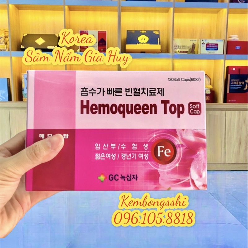 [ĐỦ MẪU MỚI] Viên Uống Bổ Sung Sắt KGF, HEMOQUEEN TOP Hàn Quốc, Hộp 120V