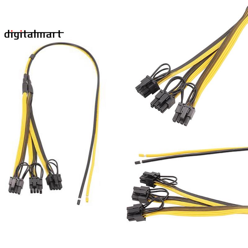 Bộ 5 Dây Cáp Nguồn 6 + 2 Pin 1 Sang 3 6pin + 2pin 12awg + 18awg Cho Miner Mining Btc | WebRaoVat - webraovat.net.vn