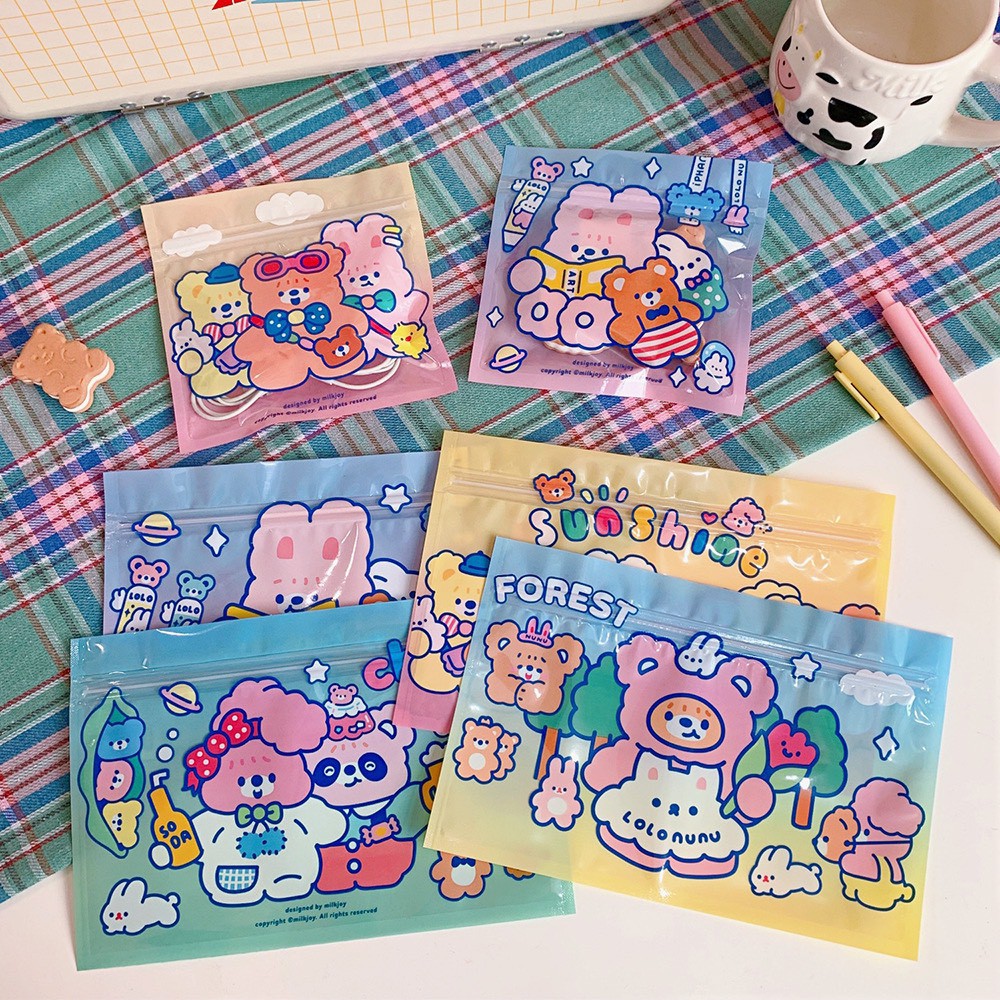 Túi zip gấu dễ thương đựng đồ ăn nhẹ,bánh quy túi kẹo nhỏ đựng bút T3