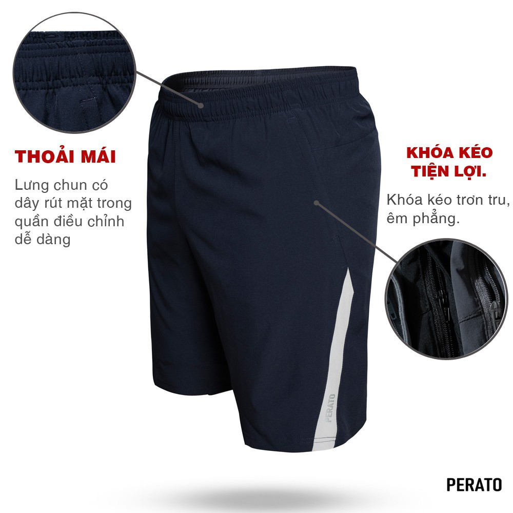 [MUA 2 GIẢM 20K] Quần Short Nam PERATO (4 màu), Vải Gió Mềm, Siêu Nhẹ, Dáng Thể Thao, Bo Viền