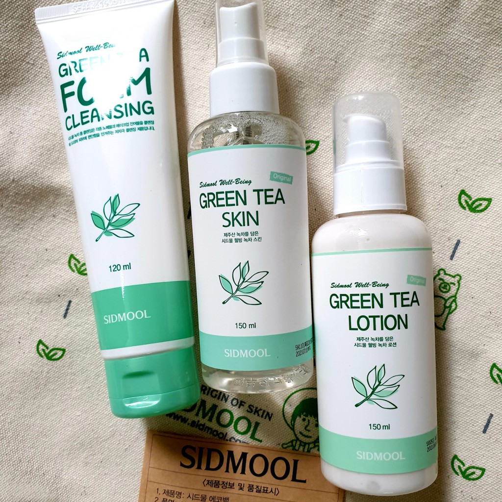 (#Sidmool) Nước hoa hồng - sữa dưỡng trà xanh kháng khuẩn ngăn ngừa mụn Green tea skin Sidmool