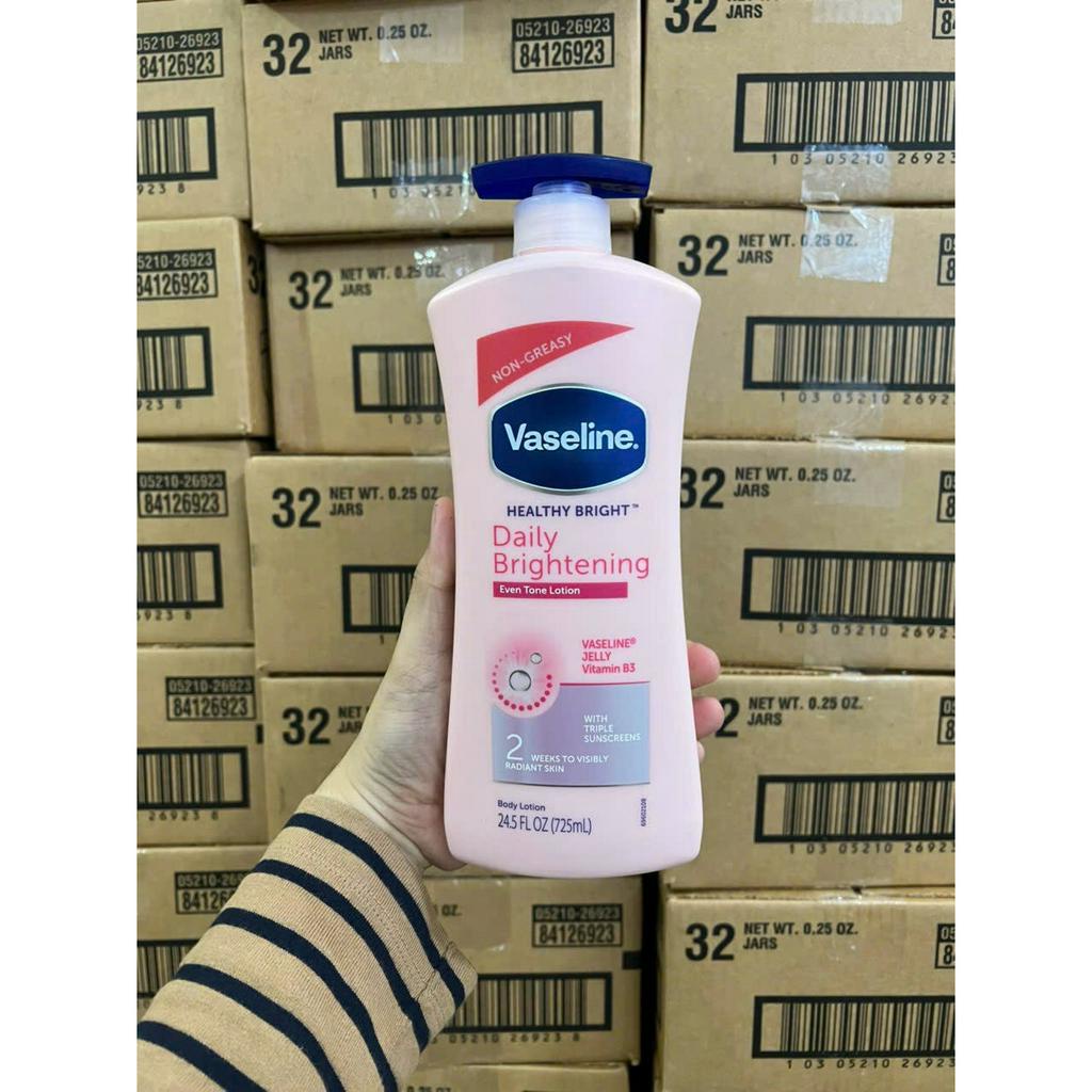 Sữa dưỡng thể Vaseline Healthy White UV Lightening Body Lotion 725ml giúp dưỡng trắng dưỡng ẩm phù hợp cho mọi loại da