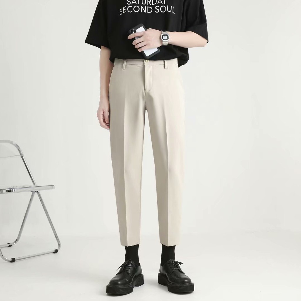 Quần tây nam T-max màu trắng sữa ống côn dáng slim fit | BigBuy360 - bigbuy360.vn