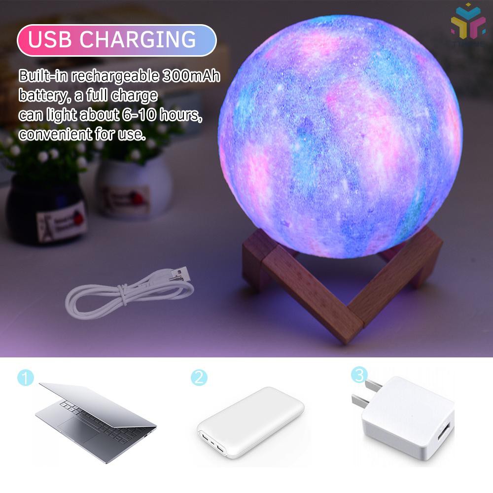 LUNAR Đèn Ngủ Led Hình Mặt Trăng 3d 16 Màu Có Thể Điều Chỉnh Kèm Dây Cáp Usb Và Giá Đỡ Điều Khiển Từ Xa