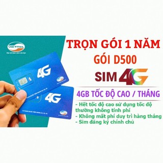 Sim 4G Viettel trọn gói 1 năm