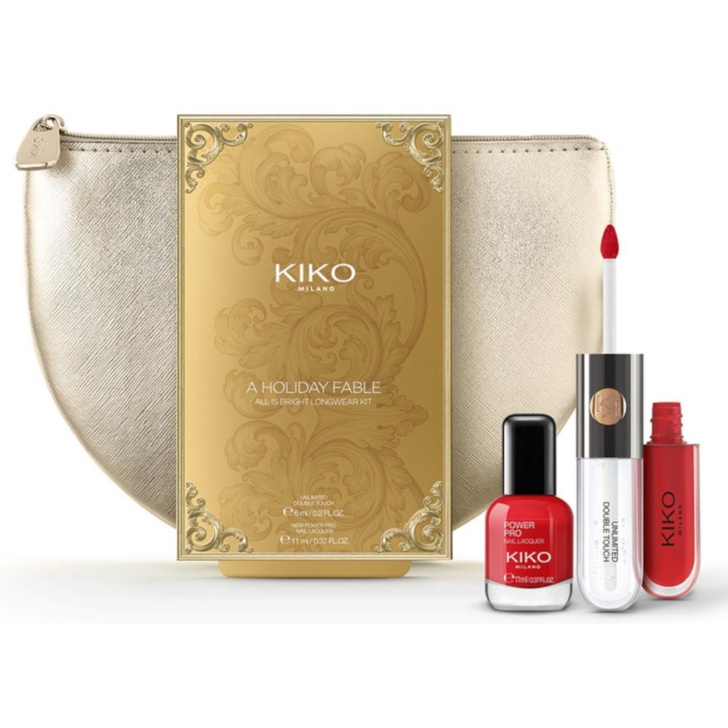 Set son 2 đầu 103 kiko - son siêu lì A HOLIDAY FABLE - Combo 3 món:  1 son + 1 sơn móng tay + ví kiko  - kiko milano