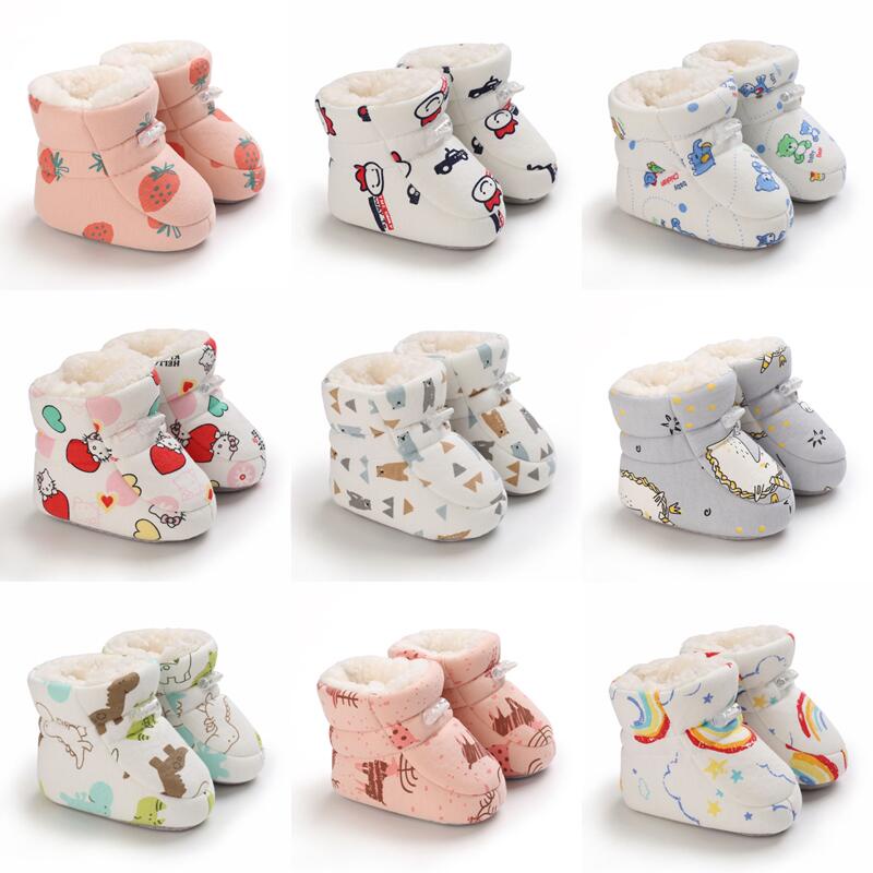 Giày Bốt Cotton Đế Mềm Chống Trượt Giữ Ấm Mùa Đông Dành Cho Bé Trai Gái 0-18 Tháng Tuổi