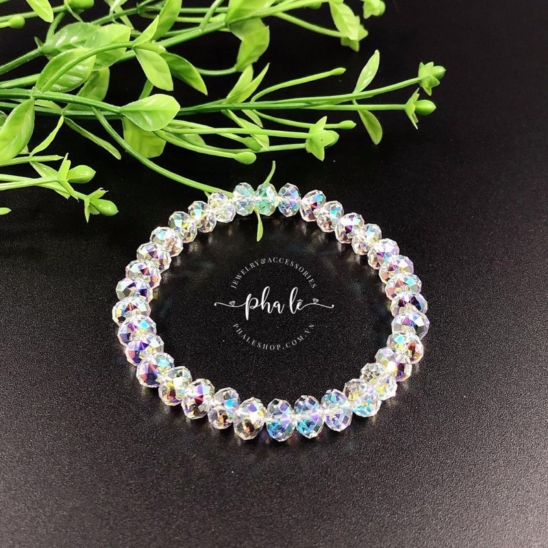 Vòng Tay Pha Lê Tròn Dẹp 08mm Được Thiết Kế Từ Pha Lê Swarovski