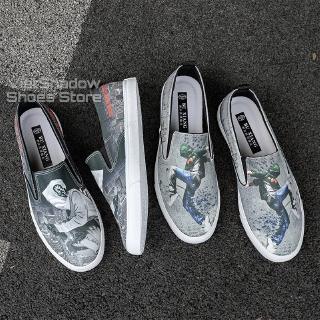 Slipon nam - Giày lười vải họa tiết - Chất liệu vải thô 2 màu xám xanh và xám trắng - Mã SP 1220