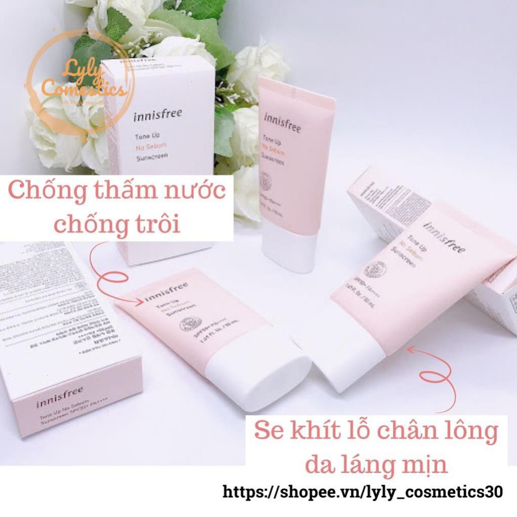 Kem Chống Nắng Innisfree Tone Up No Sebum Sunscreen SPF50+PA++++ 50ml (màu hồng)