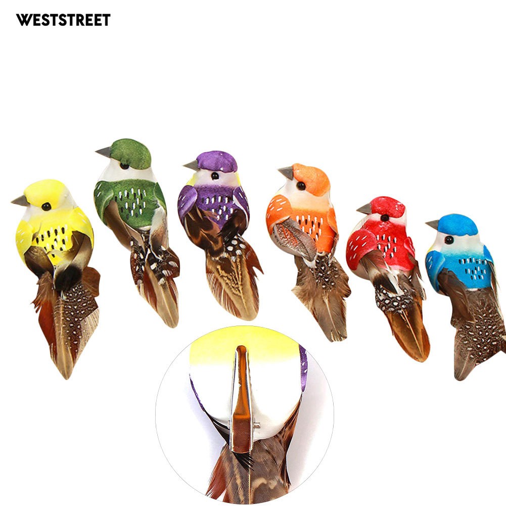 Bộ 6 chú chim giả trang trí đẹp mắt