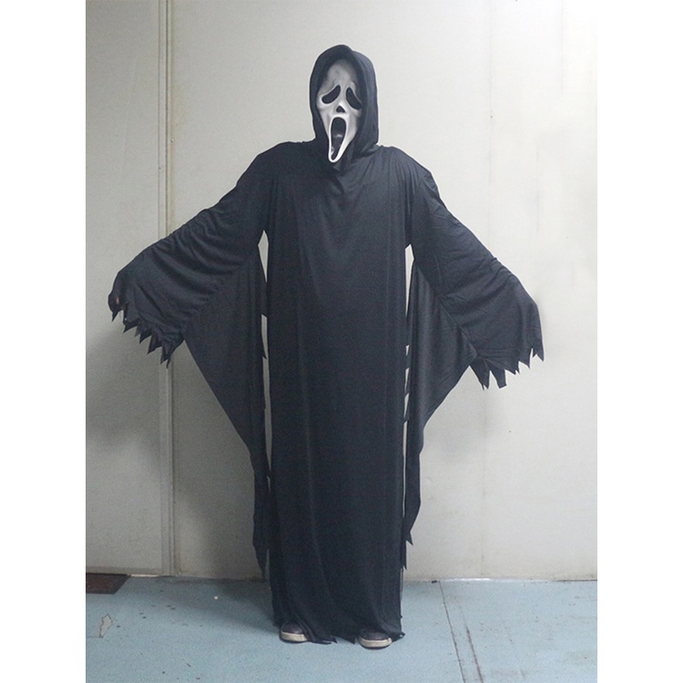 Ma hét mặt nạ bên ma mặt nạ với vải đen mui xe đáng sợ cosplay kinh dị Masquerade trang trí Halloween trang phục đạo cụ 【pwatch】