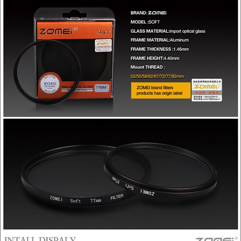 Kính Lọc Hiệu Ứng ZOMEI 52 / 55 / 58 / 62 / 67 / 72 / 77 / 82mm Cho Máy Ảnh SLR DSLR