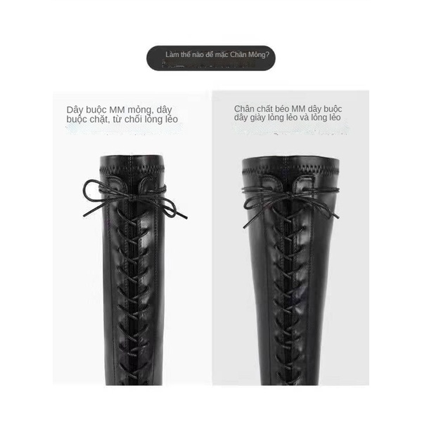 Giày boot da mỏng mềm cao cấp phong cách Hàn Quốc thời trang xuân thu cho nữ boot cao cổ，boot 35cm，boot đùi，boot nữ，bot nữ cao cổ，boot chiến binh，boot lưới cao cổ，giày boot lolita