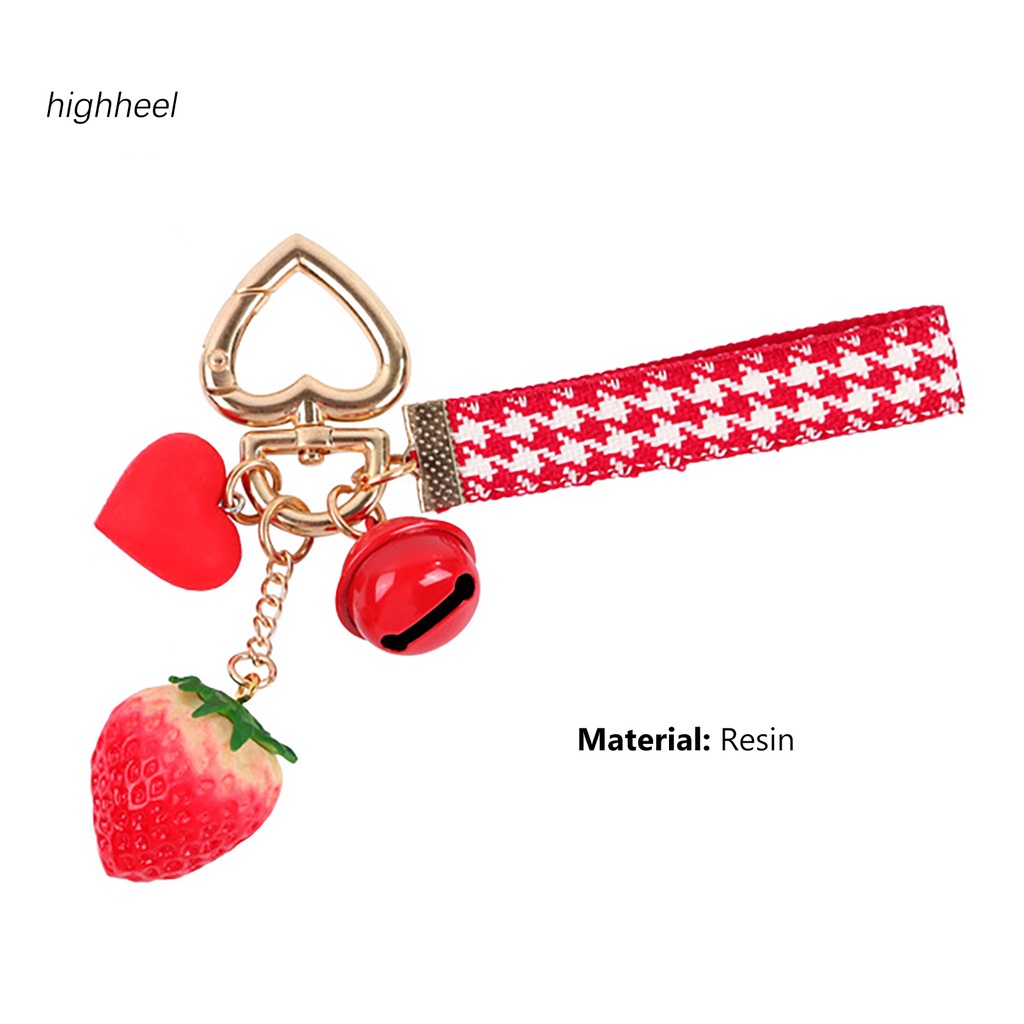 Móc Khóa Hình Quả Dâu Tây / Chuông / Quả Chuông / Trái Tim 3d Mini Chống Rơi Vỡ