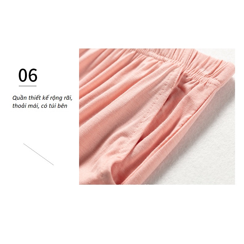 Bộ Mặc Nhà Áo Cộc Tay Có Đệm Ngực Kẻ Sọc Vải Modal Mềm Mịn Mới CT007