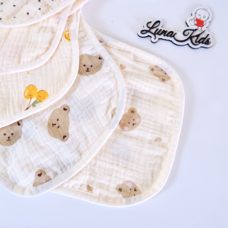 Yếm xô vuông chữ U Organic Muslintree 4 lớp cho bé sơ sinh, bé trai, bé gái - LunaKids [Ảnh thật]