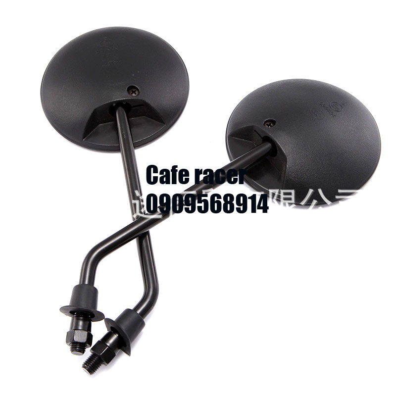 Gương chiếu hậu tròn classic cafe Racer chân ốc 10mm cao 30cm