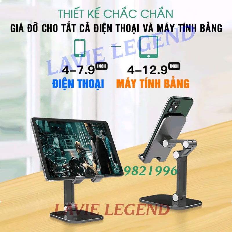 Giá đỡ điện thoại giá đỡ máy tính bảng cao cấp để bàn gấp gọn dùng livestream học online, xem phim