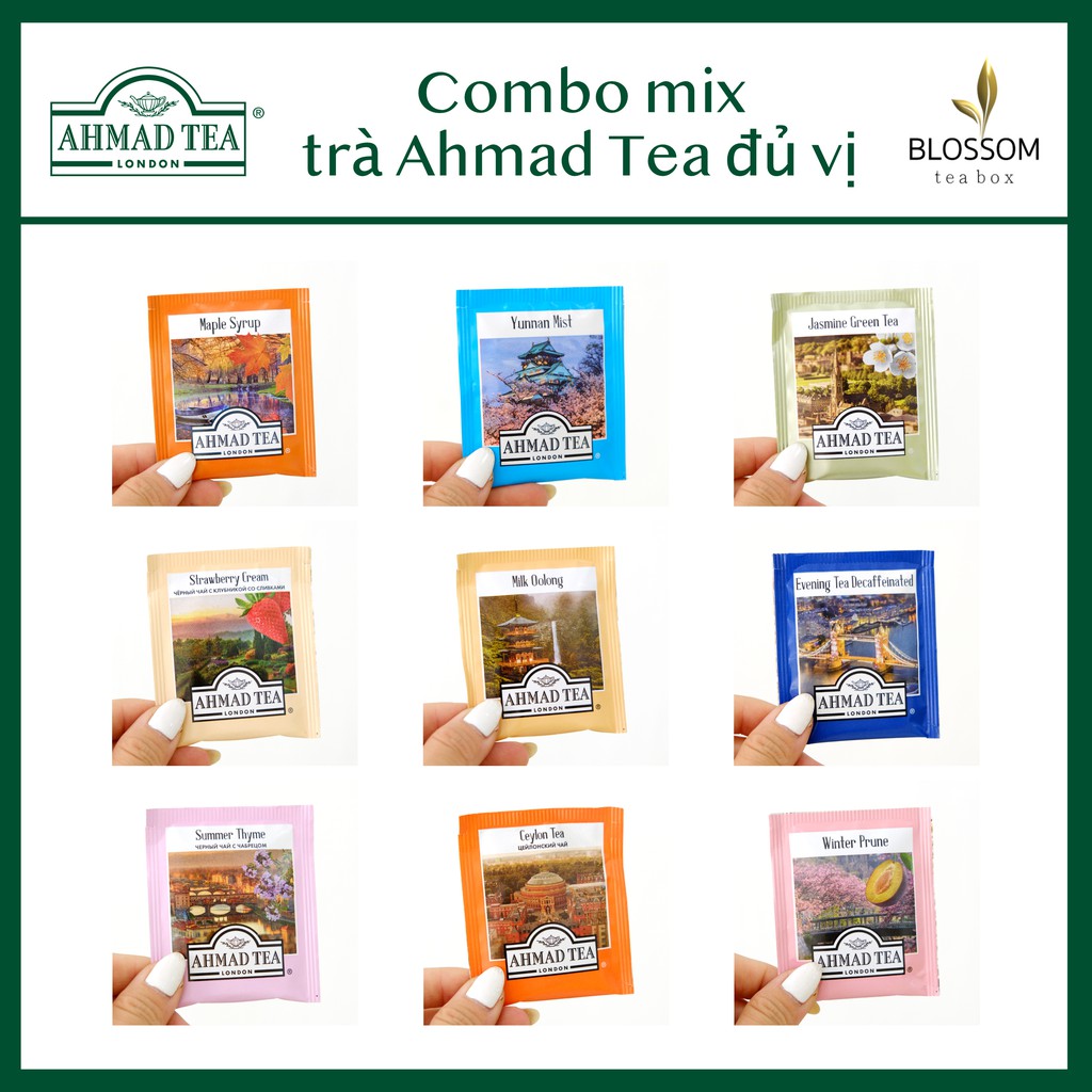 [20 gói mix] Trà đen, trà xanh vị hoa, quả Admah Tea