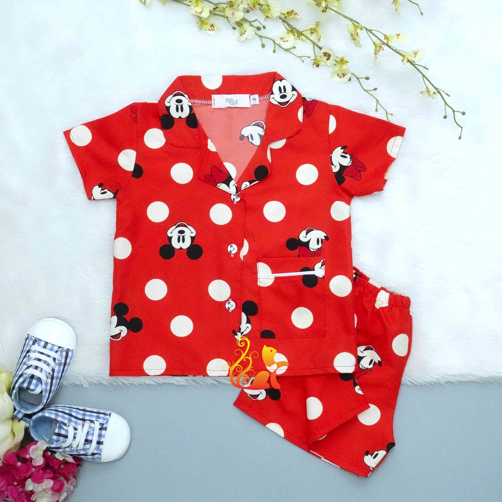 Bộ Đồ "Mít ki chấm bi" Pijama Kate Thái - Cho Bé 8 - 38kg.