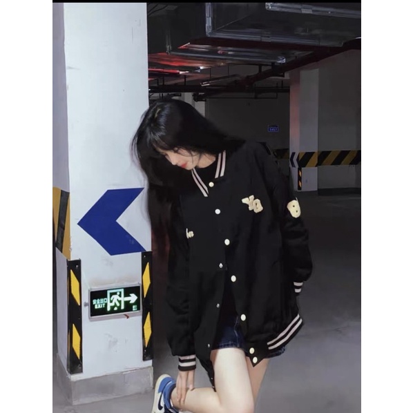 Áo Bomber YQ86 Thêu Chỉ Vàng 🦋 Áo Khoác Unisex Dáng Rộng Cúc Cài 🦋