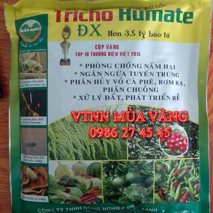 Thuốc trừ bệnh vi sinh nấm Trichoderma Tricho Humate  Đặc trị tuyến trùng và thối rể gói lớn 1kg