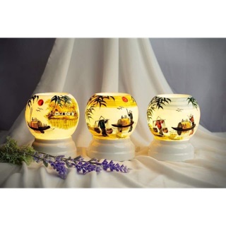 COMBO đèn xông tinh dầu cao cấp + 2 bóng + 2 tinh dầu nguyên chất mẫu giao ngẫu nhiên