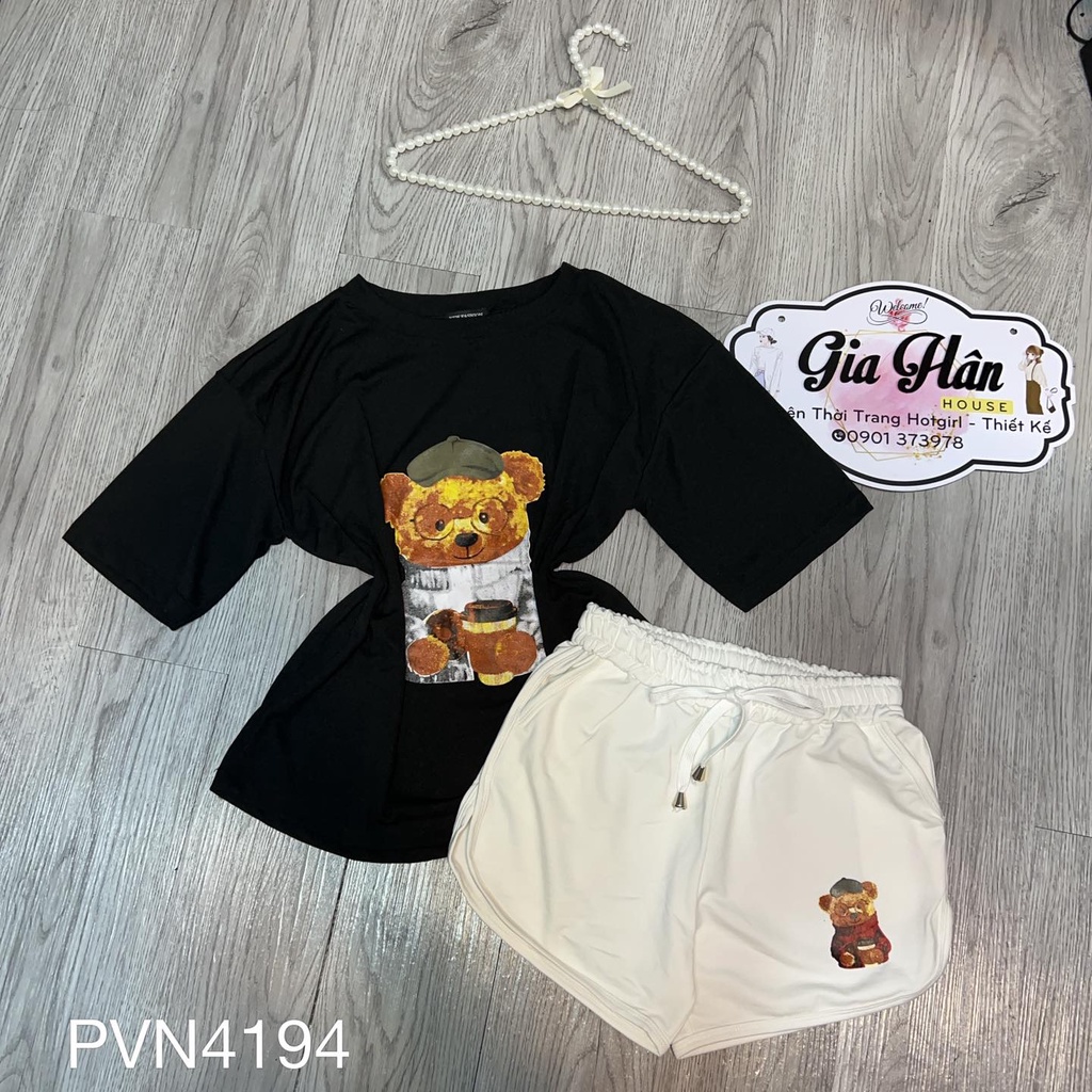 Áo gấu đội nón + quần