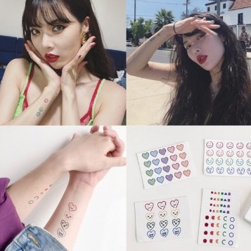 Tờ Nhiều Mẫu Hình Xăm Dán, Hình Xăm Tattoo Emoji Phong Cách Hàn Quốc