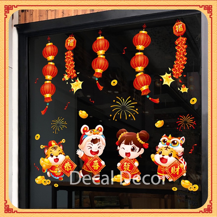 Decal Trang Trí Tết 2022 Dán Tĩnh Điện Nhiều Mẫu Đa Dạng Dán Kính | BigBuy360 - bigbuy360.vn
