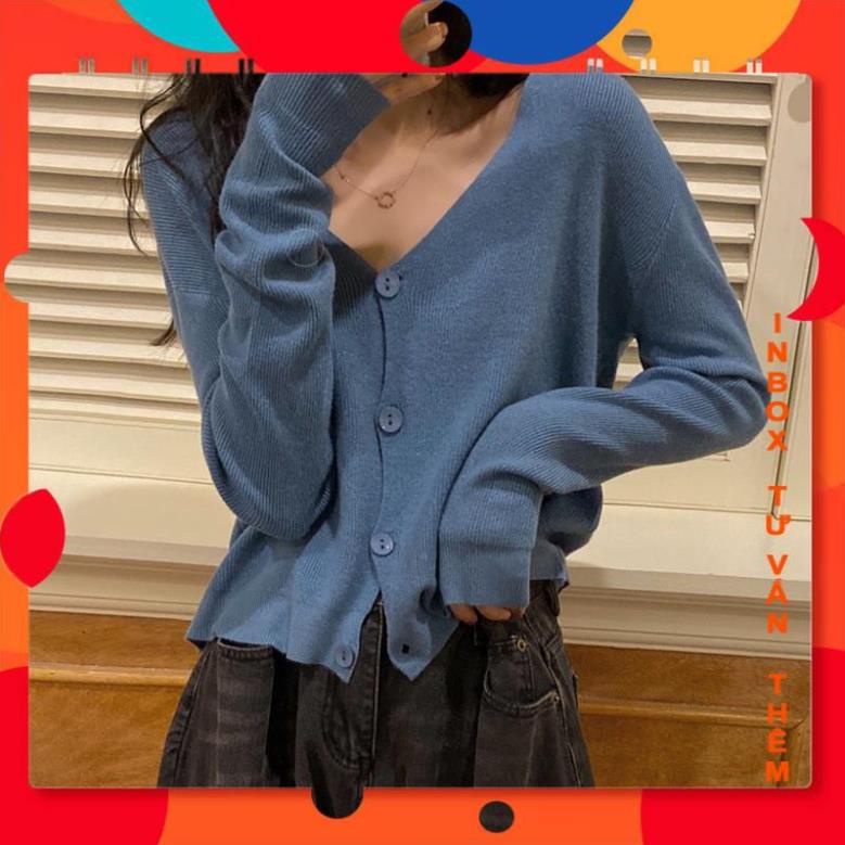 Áo khoác cardigan mỏng tay dài cổ chữ V dáng rộng mẫu 2021 thời trang dành cho nữ DangTheTryp84 Shop
