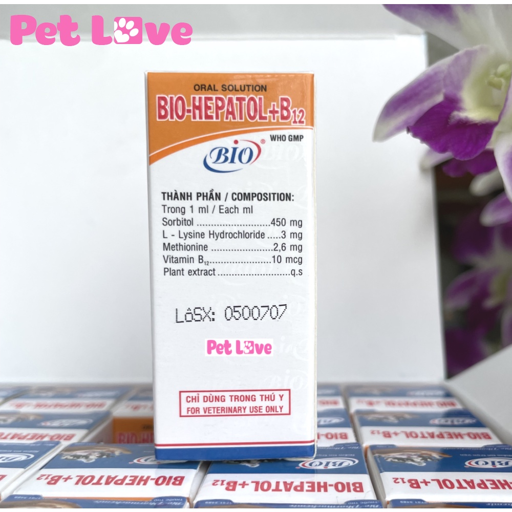 1 hộp (20 chai) Bio Hepatol B12 mát gan, giải độc, kích thích thèm ăn cho thú cưng
