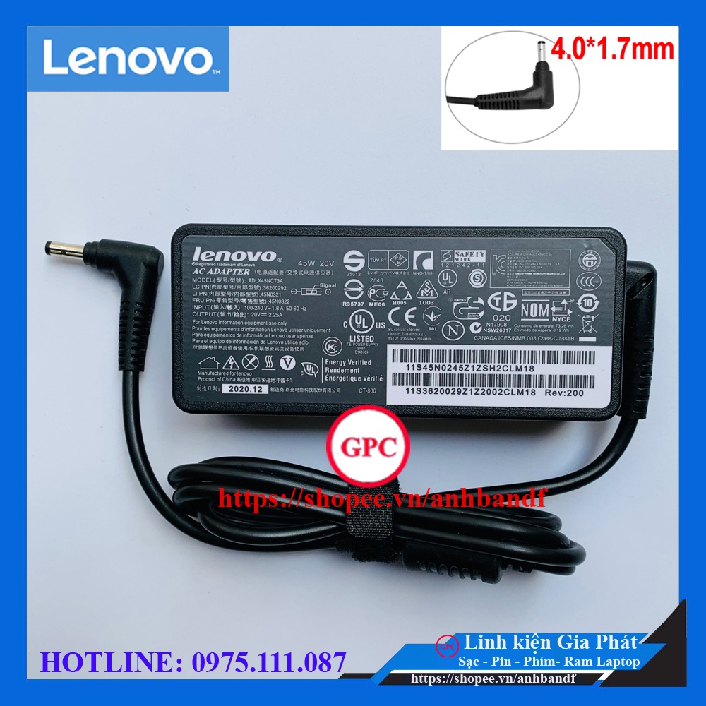 Sạc laptop Lenovo Ideapad 120S Ideapad 100-14IBY，Ideapad 100-15IBY，Ideapad 100S-14/15，Ideapad 100-14IBD Ideapad 100-15