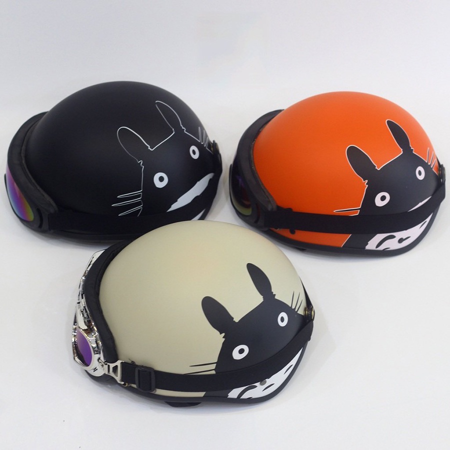 Mũ bảo hiểm phượt nửa đầu Tặng kèm tai mèo  Amby Helmet dành cho học sinh, sinh viên.(tai mèo shop tặng màu ngẫu nhiên)