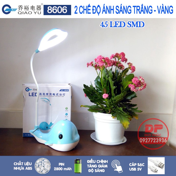 ĐÈN ĐỂ BÀN CẢM ỨNG SẠC ĐIỆN – 2 CHẾ ĐỘ ÁNH SÁNG TRẮNG – VÀNG  QY 8606