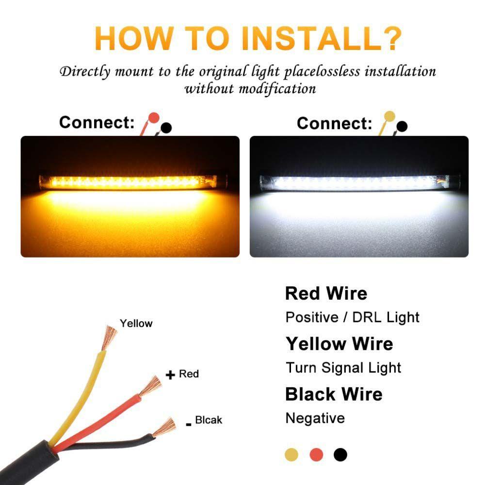 Norman Dải Đèn LED Tín Hiệu Xi Nhan Ánh Sáng Trắng Hổ Phách Thông Dụng Cho Xe Máy