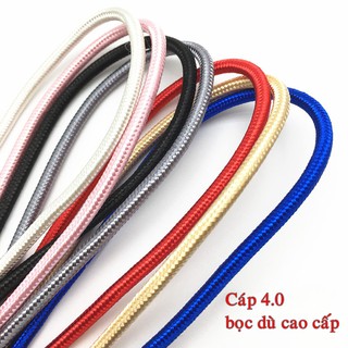 Cáp sạc 3m bọc dù dùng cho điện thoại Android, Type-C, IOS