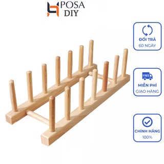Giá xếp đĩa gỗ tự nhiên 6 ngăn Posa