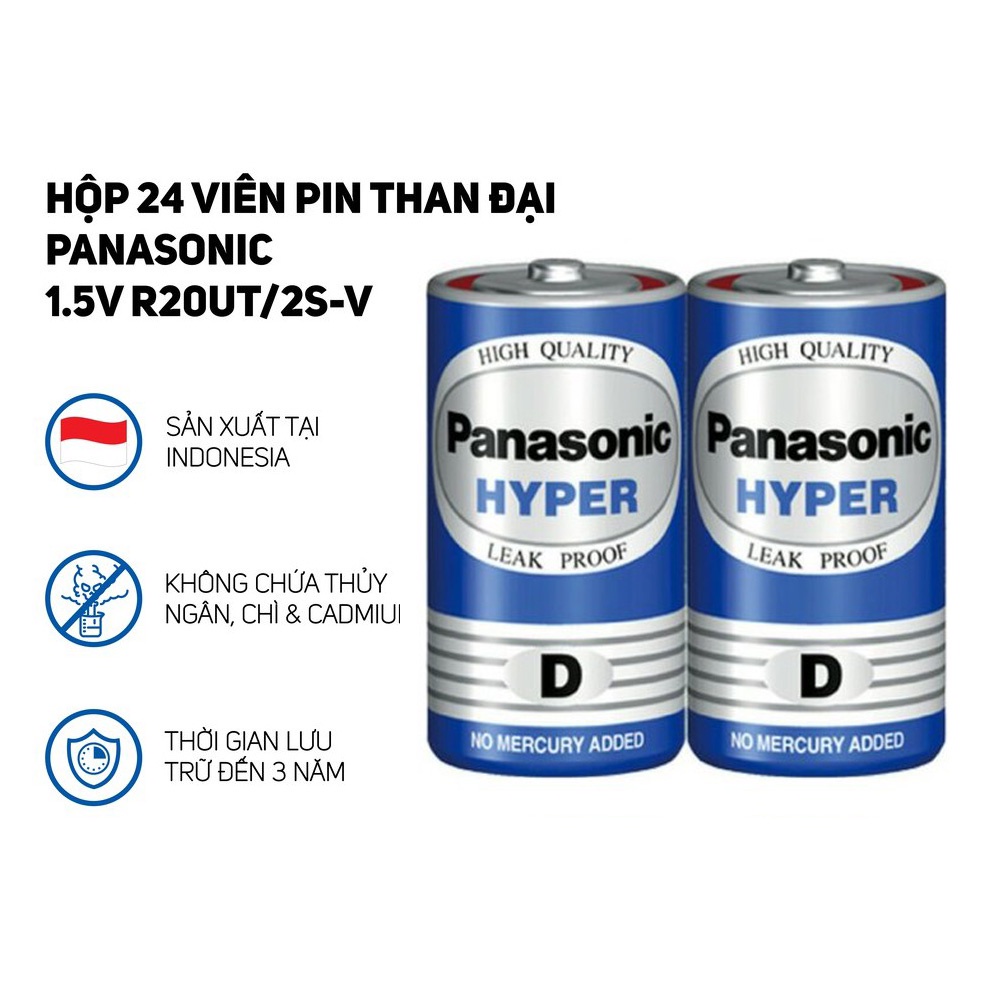 Hộp 24 viên pin đại Panasonic hyper màu xanh R20UT/2S chính hãng