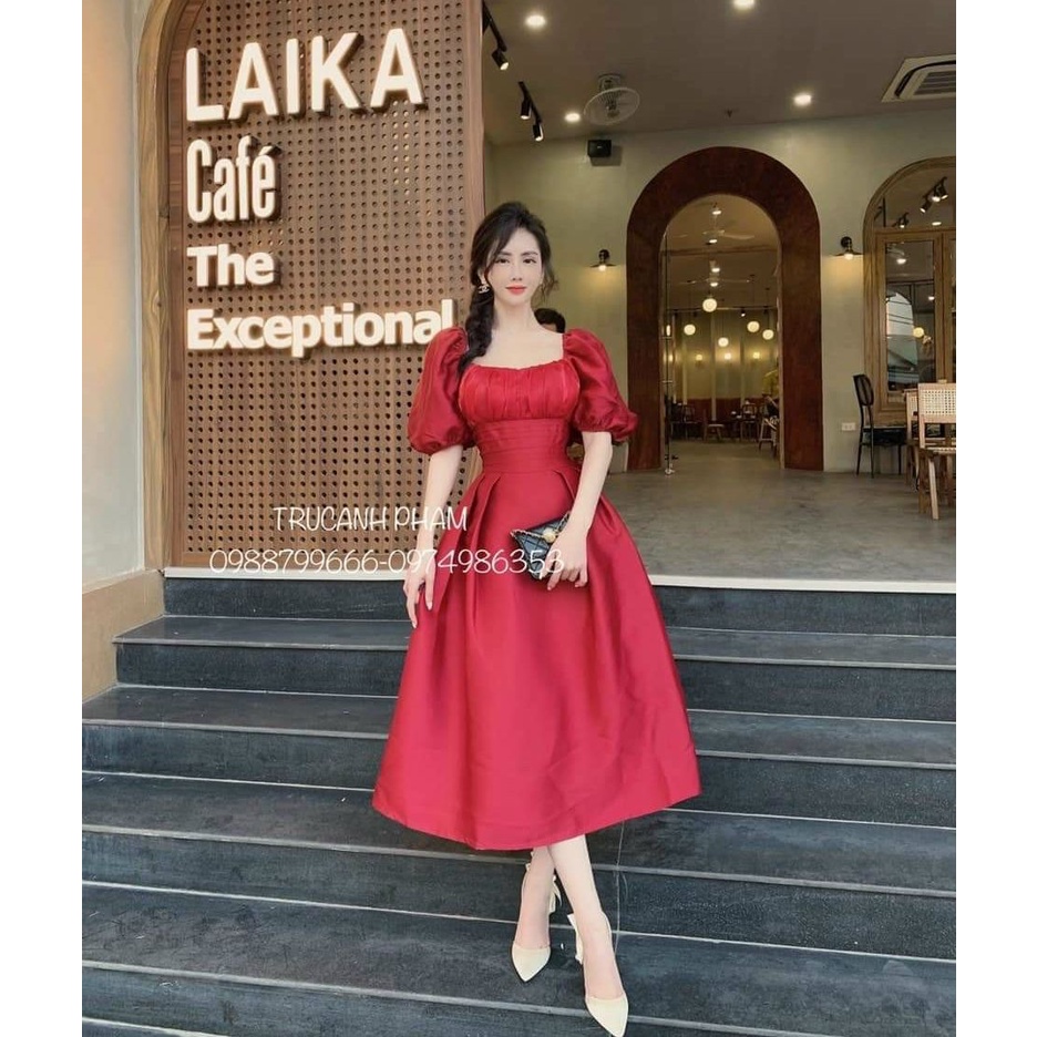 Đầm Nữ Thanh Lịch Dáng Xòe Tiểu Thư Họa Tiết 2 Màu Sang Trọng Tôn Dáng Cực Xinh Dạo Phố, Dự Tiệc