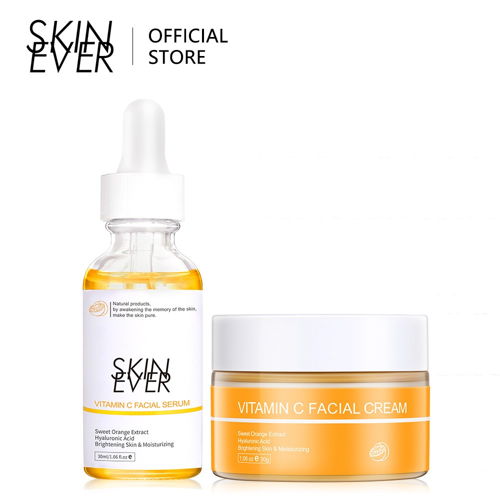 Set 2 SKIN EVER Món Kem Và Tinh Chất Vitamin C Skin Ever Làm Trắng Và Chăm Sóc Da Cao Cấp