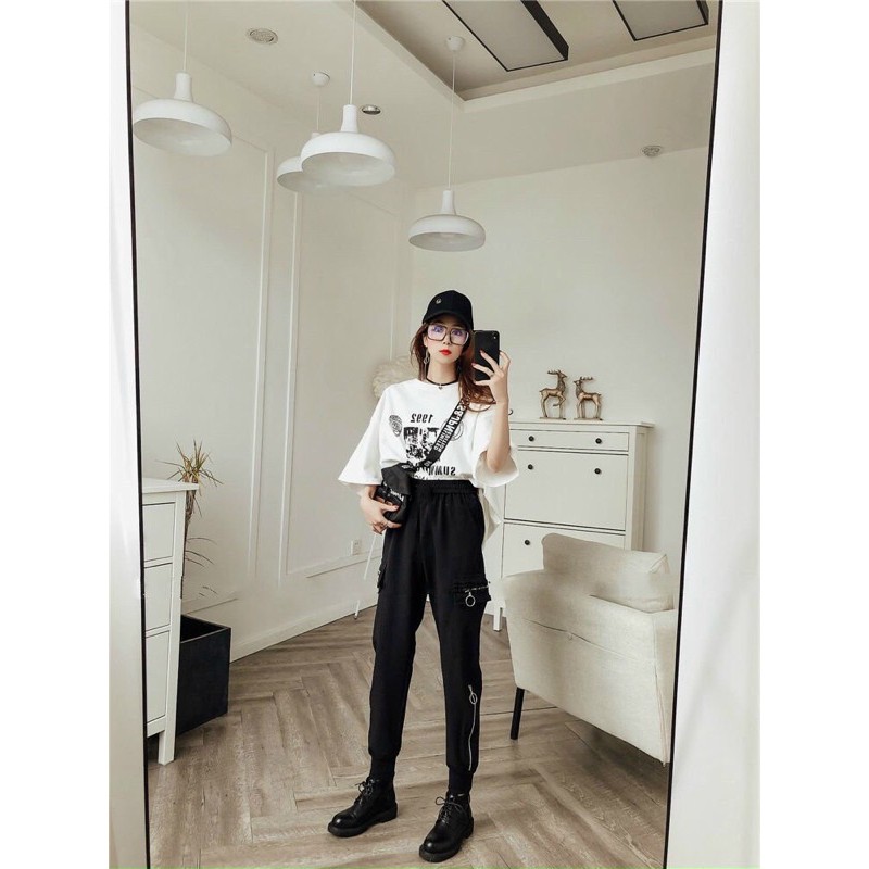 Quần jogger túi hộp nữ phối khoá kéo TSNU | BigBuy360 - bigbuy360.vn