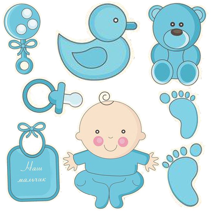 Phụ kiện trang trí bánh sinh nhật, bánh kem - Set thẻ cắm giấy khủng long, em bé