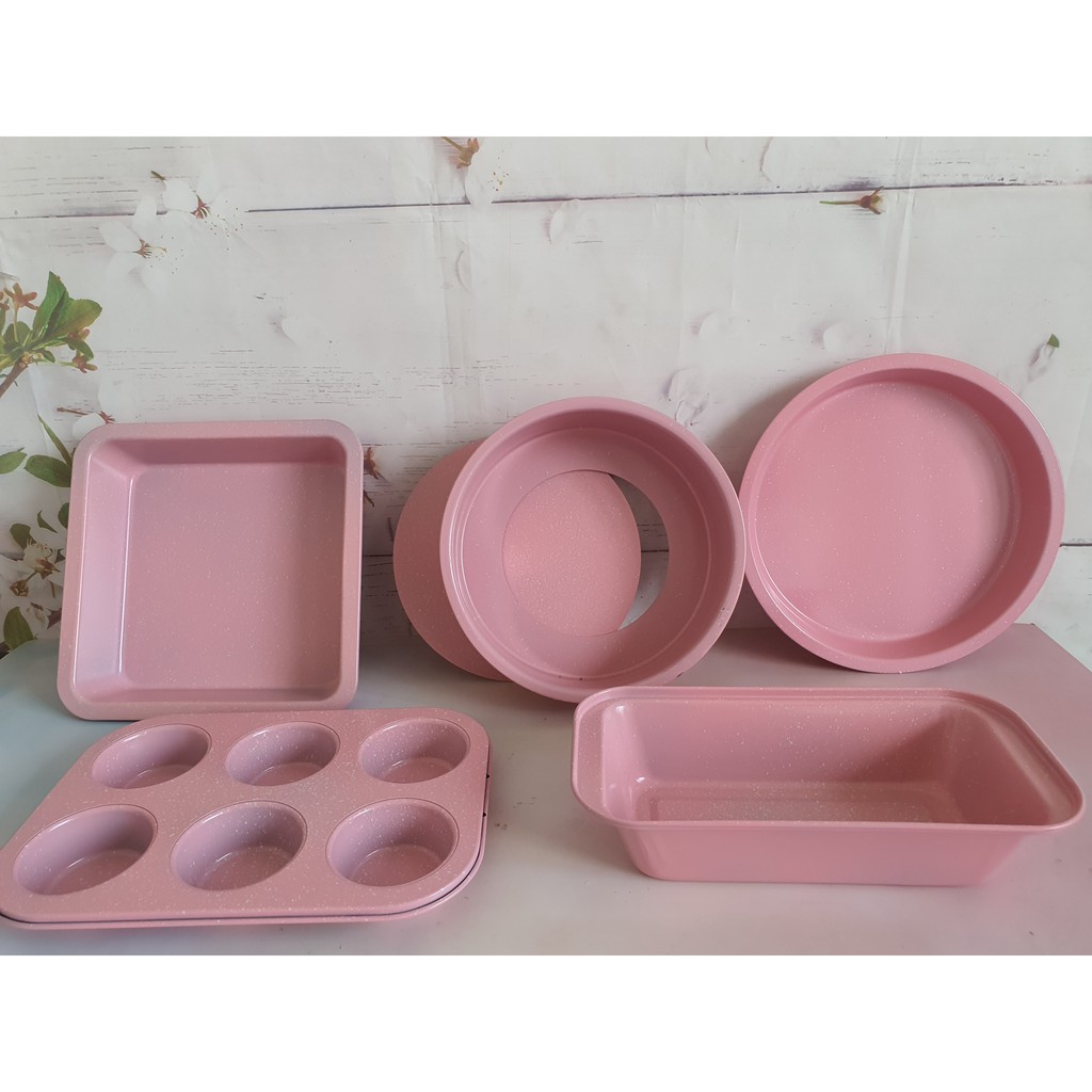 Khuôn làm bánh, khuôn tròn đế rời, khuôn vuông, khuôn bánh mỳ, khuôn cupcake chống dính cao cấp-T0108HONG