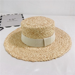 Mũ cói đi biển dáng panama nón raffia basic có nơ